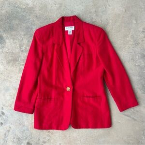 Vintage Red Linen Blazer Size 8P